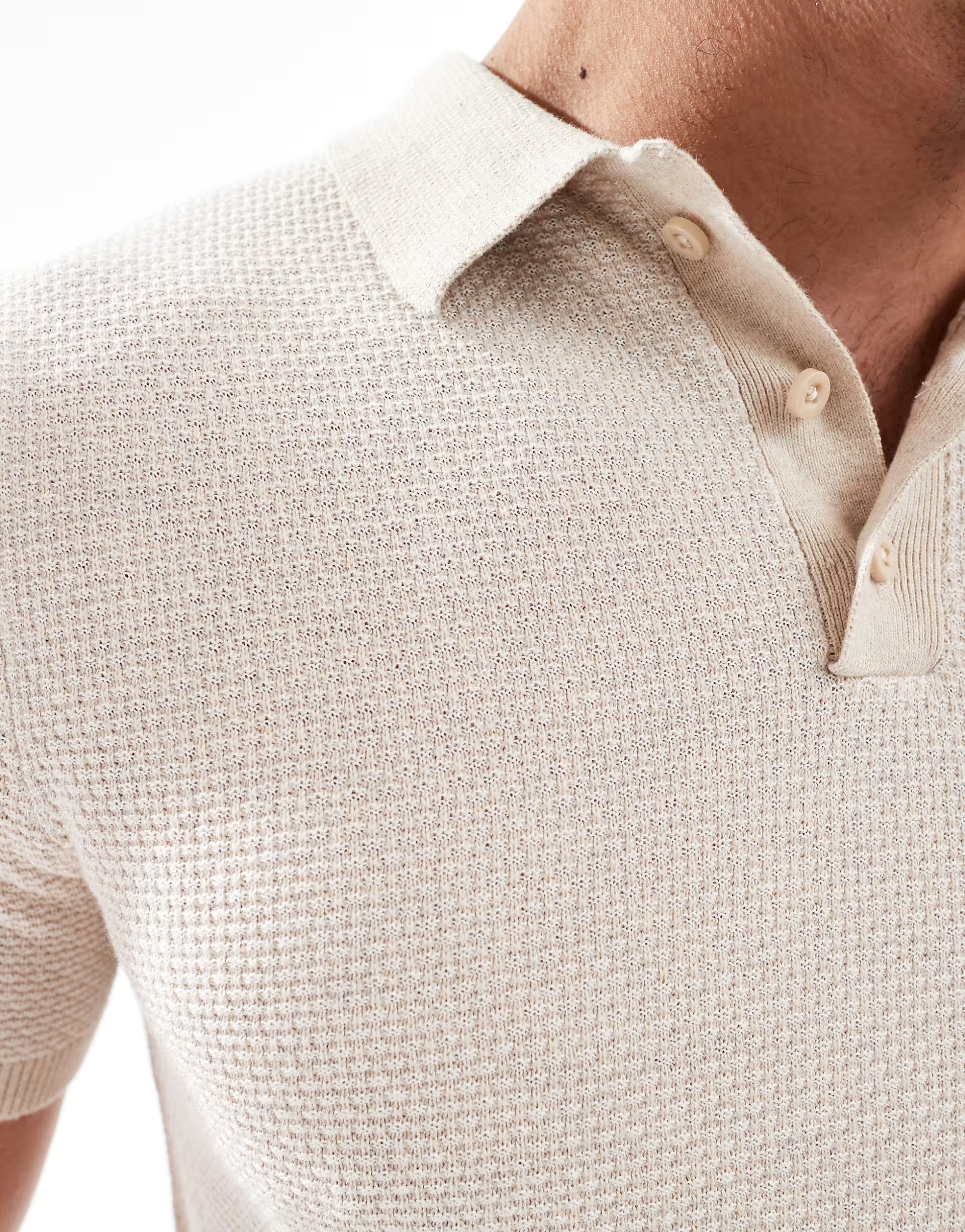 Brave Soul Jacquard polo shirt in beige | ASOS (Global)