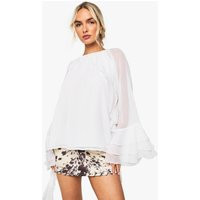 Womens Chiffon Ruffle Button Back Blouse - White - 12 | boohoo (US & Canada)