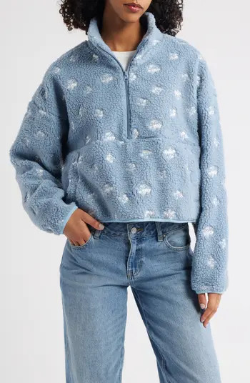 Ditsy Blue Elle Fleece Half Zip Pullover | Nordstrom
