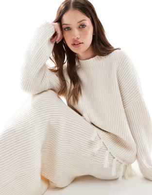 4th & Reckless wool mix tassel sweater and maxi skirt set in cream | ASOS (Global)