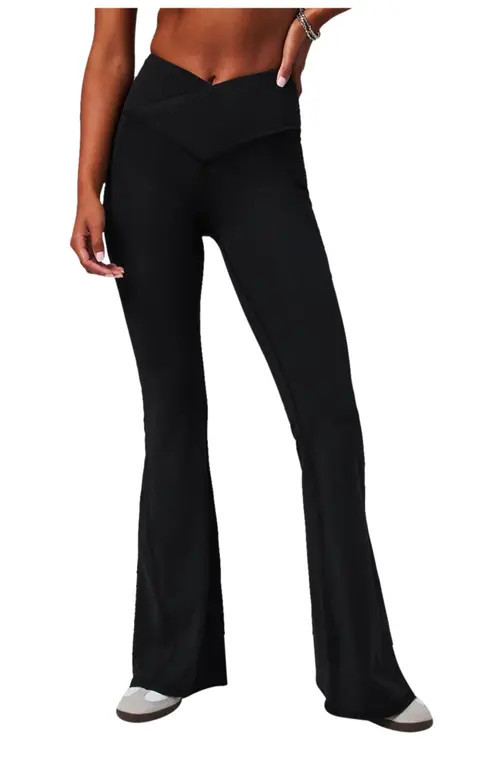 Fabletics Women's Oasis PureLuxe High-Waisted Crossover Flare in Black at Nordstrom, Size X-Large 32 | Nordstrom
