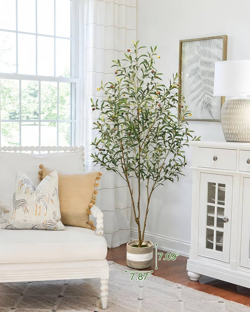 Artificial Olive Tree 6FT - Tall Faux Olive Trees Indoor with Planter&Cotton Basket, Large Fake O... | Amazon (US)