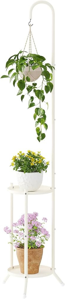 2-Tier Metal Plant Stand with Hanging Hook, Indoor Outdoor Plant Shelf,Heavy Duty Plant holder Ru... | Amazon (US)