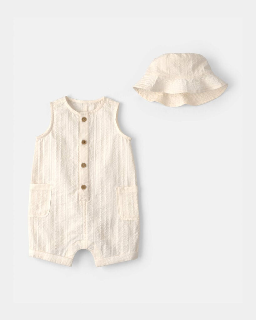 Carter's baby seersucker romper 12M Cream | Carter's Inc