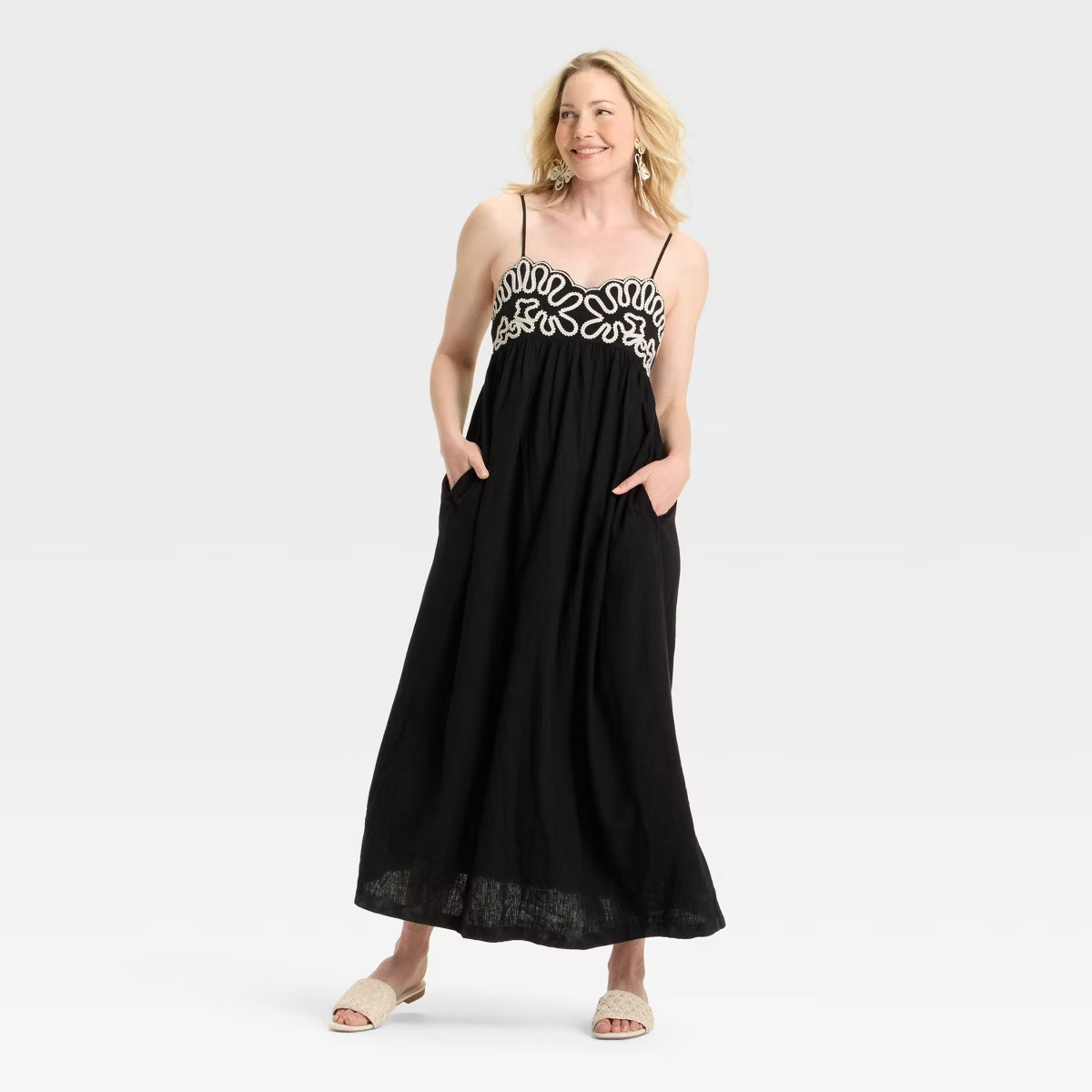 Women's Crewel Maxi A-Line Dress - A New Day™ Black | Target