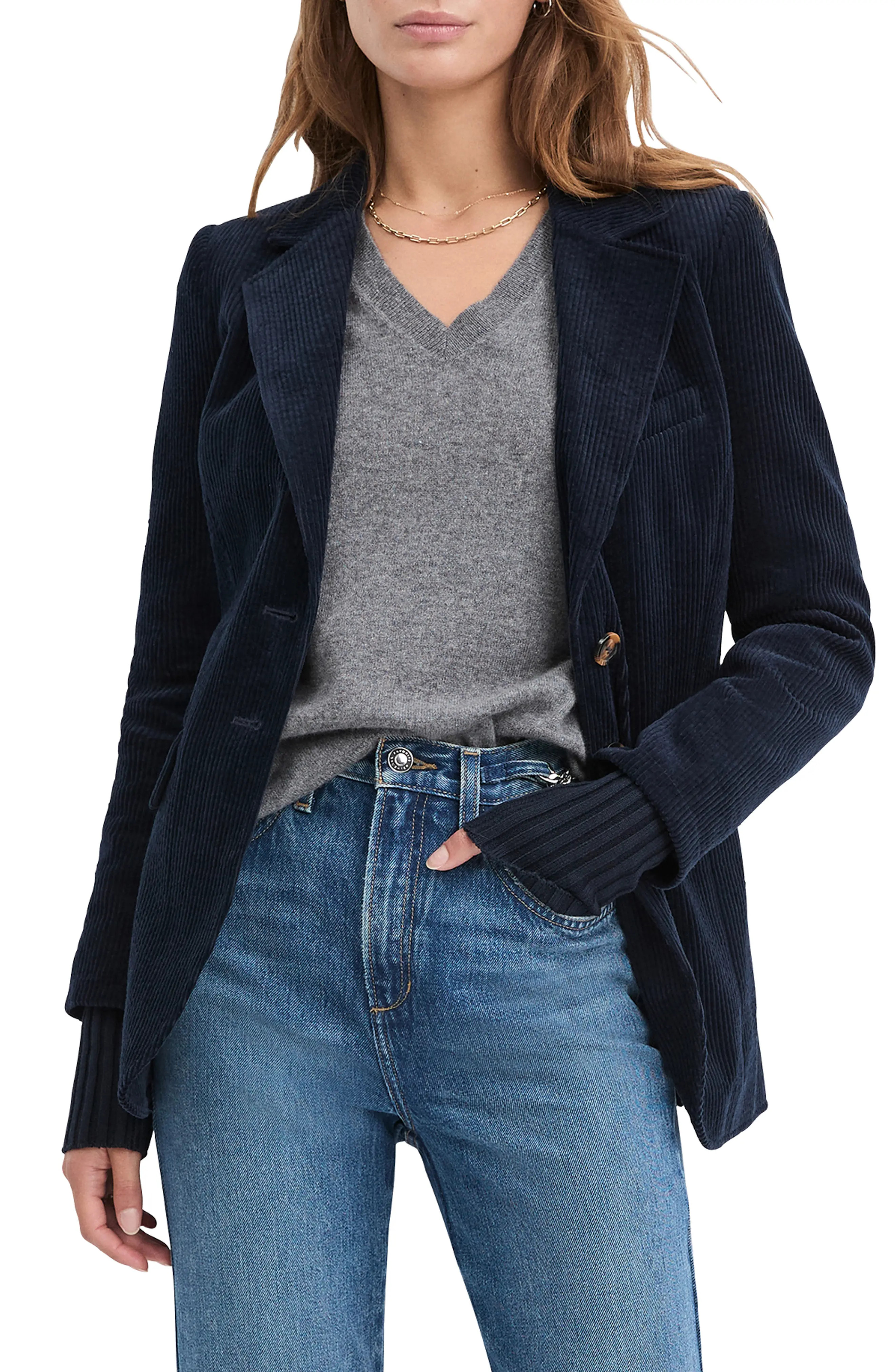 Favorite Daughter THE CORD CITY BLAZER in Navy at Nordstrom, Size X-Small | Nordstrom