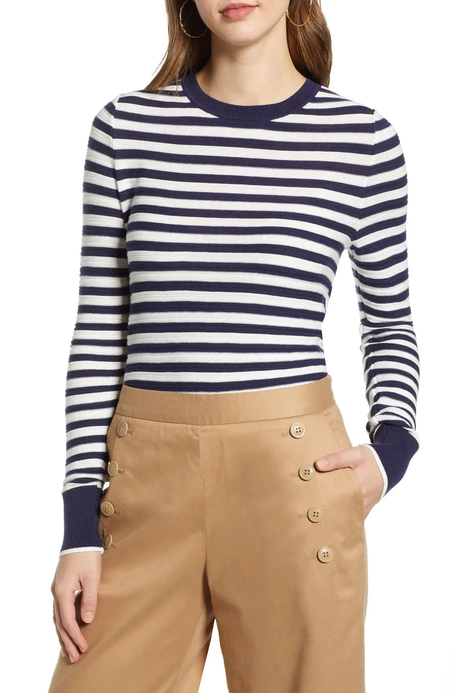 1901 Stripe Long Sleeve Cotton Sweater | Nordstrom | Nordstrom