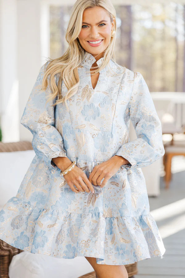 Always On My Mind Light Blue Floral Babydoll Dress | The Mint Julep Boutique