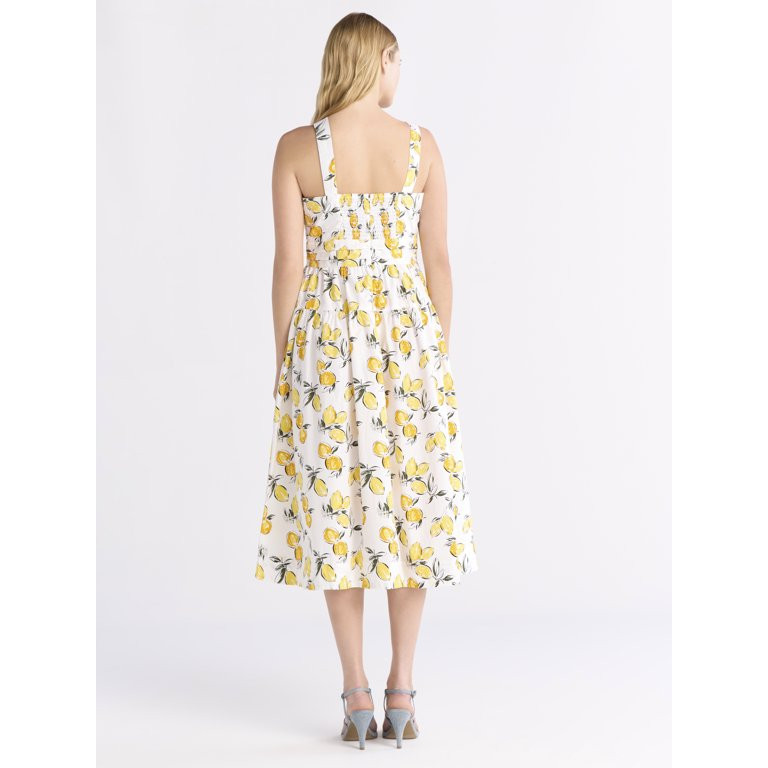 Free Assembly Women's Ruched Cutout Cotton Midi Dress, XS-XXL | Walmart (US)