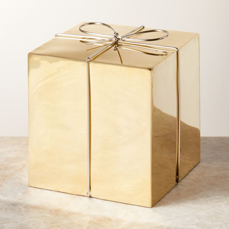 Two-Tone Unlacquered Brass Decorative Present 7.5'' + Reviews | CB2 | CB2