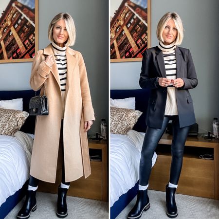 Striped sweater and faux leather leggings styled two ways! Use code: BRITTANYXSPANX for 10% off! 

Loverly Grey, fall outfits 

#LTKSeasonal #LTKstyletip