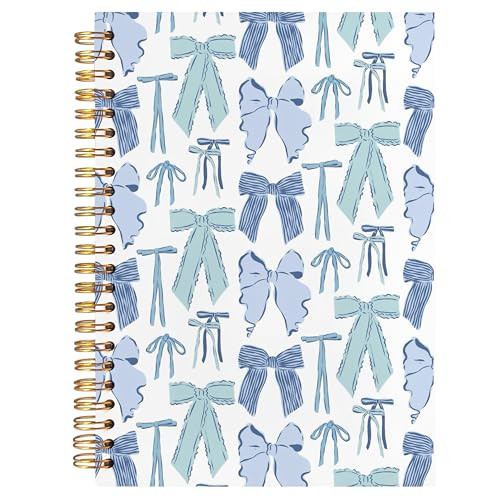 BearCake Bow Notebook Journal,Trendy Coquette Blue Bow Notebook for Women Notebook Note Taking,Hardcover Spiral Notebook 5.5x8.3 | Amazon (US)