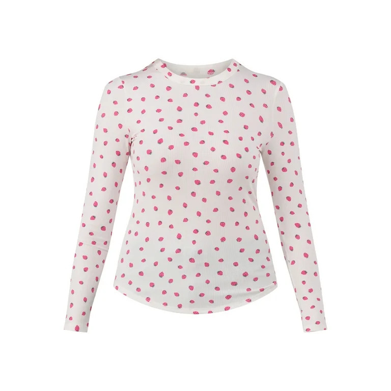 No Boundaries Crewneck Ribbed Tee with Long-Sleeves, Women's and Women’s Plus - Walmart.com | Walmart (US)