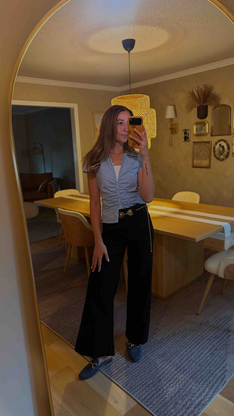 Ruched Blue Button-Up!

#LTKootd #LTKWorkwear #LTKgrwm