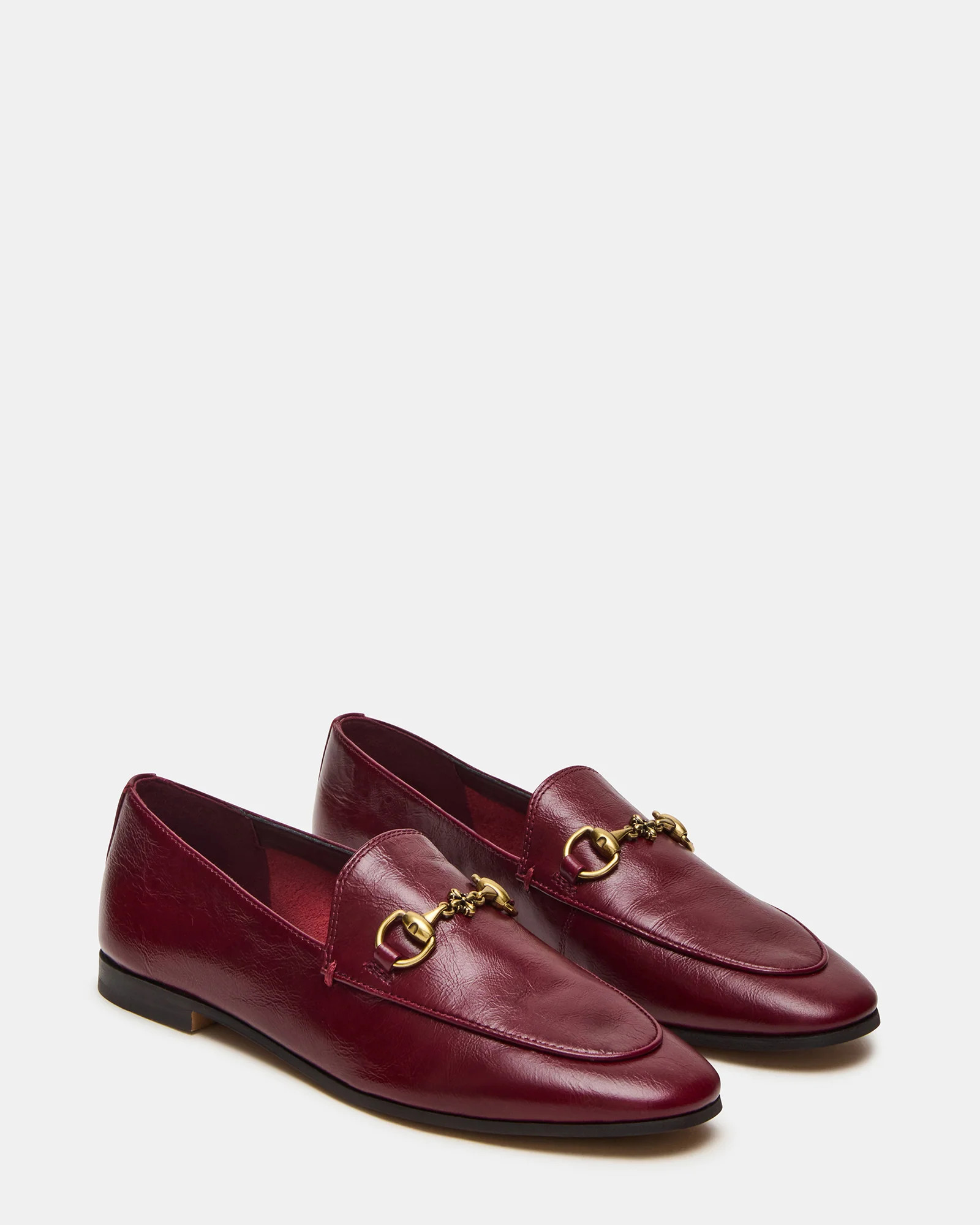 GRAFTON Wine Leather Women's Loafer | Steve Madden (US)