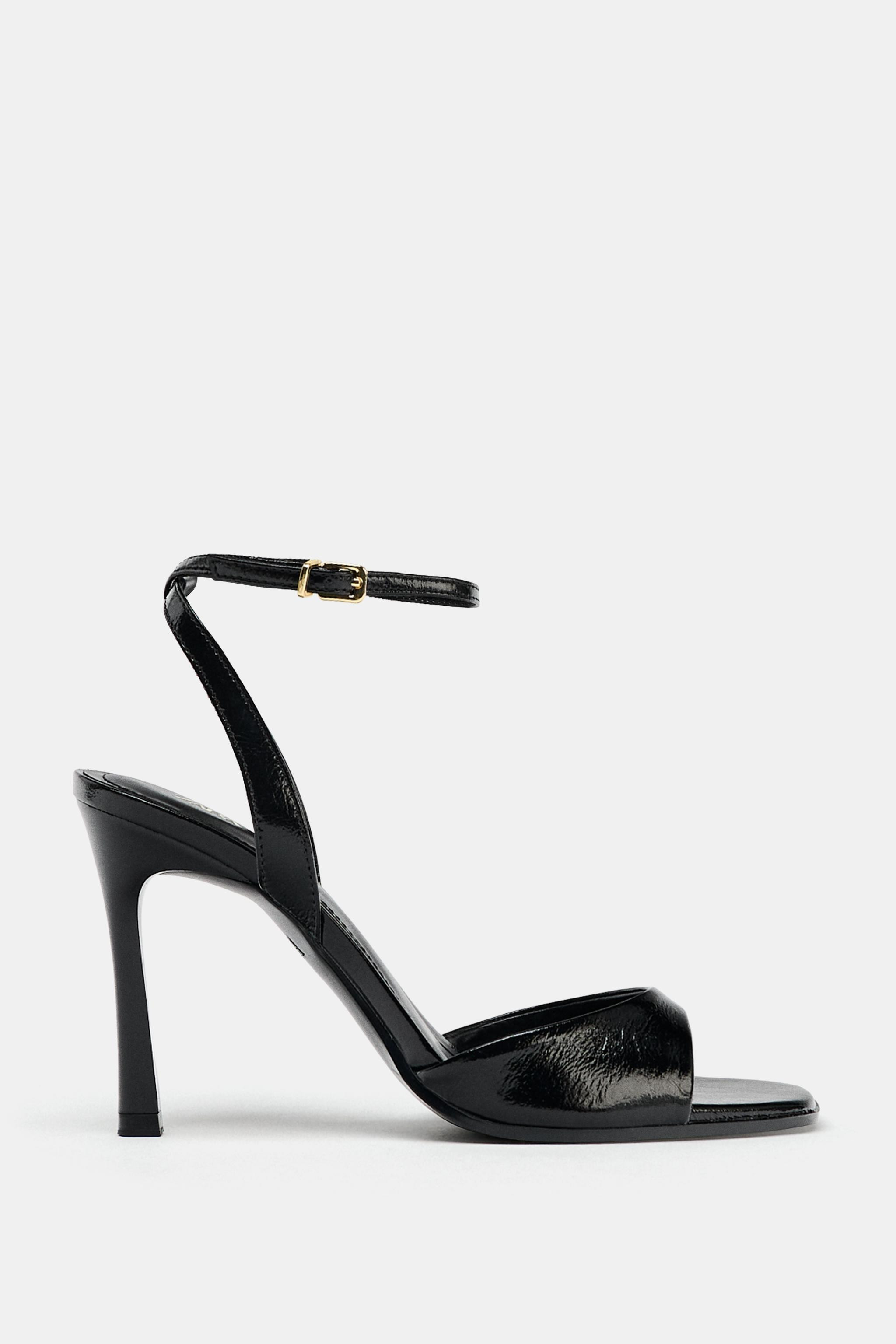 PATENT EFFECT HEELED SANDALS | Zara US