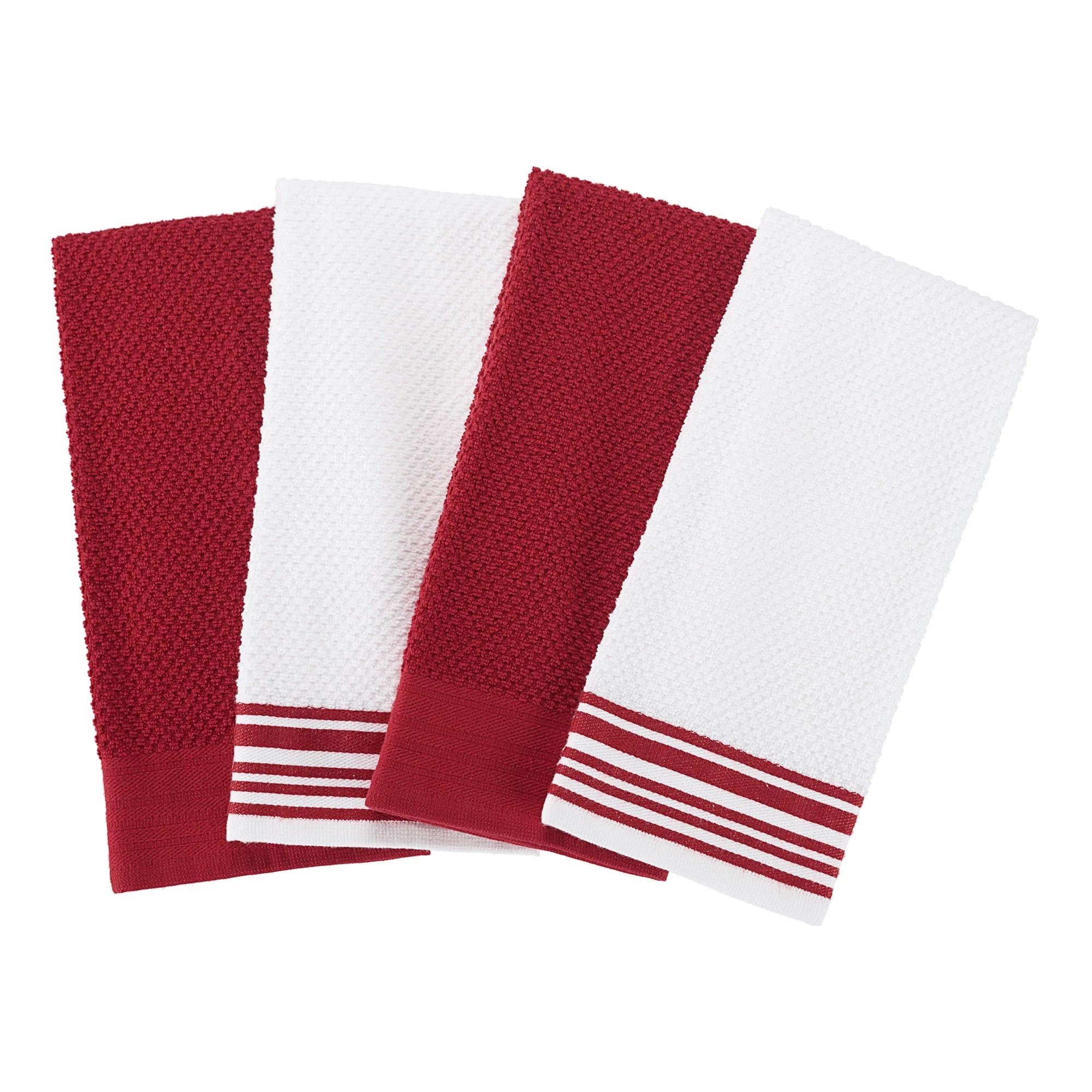 Mainstays 4-Pack 16”x26” Woven Kitchen Towel Set, Red Sedona | Walmart (US)