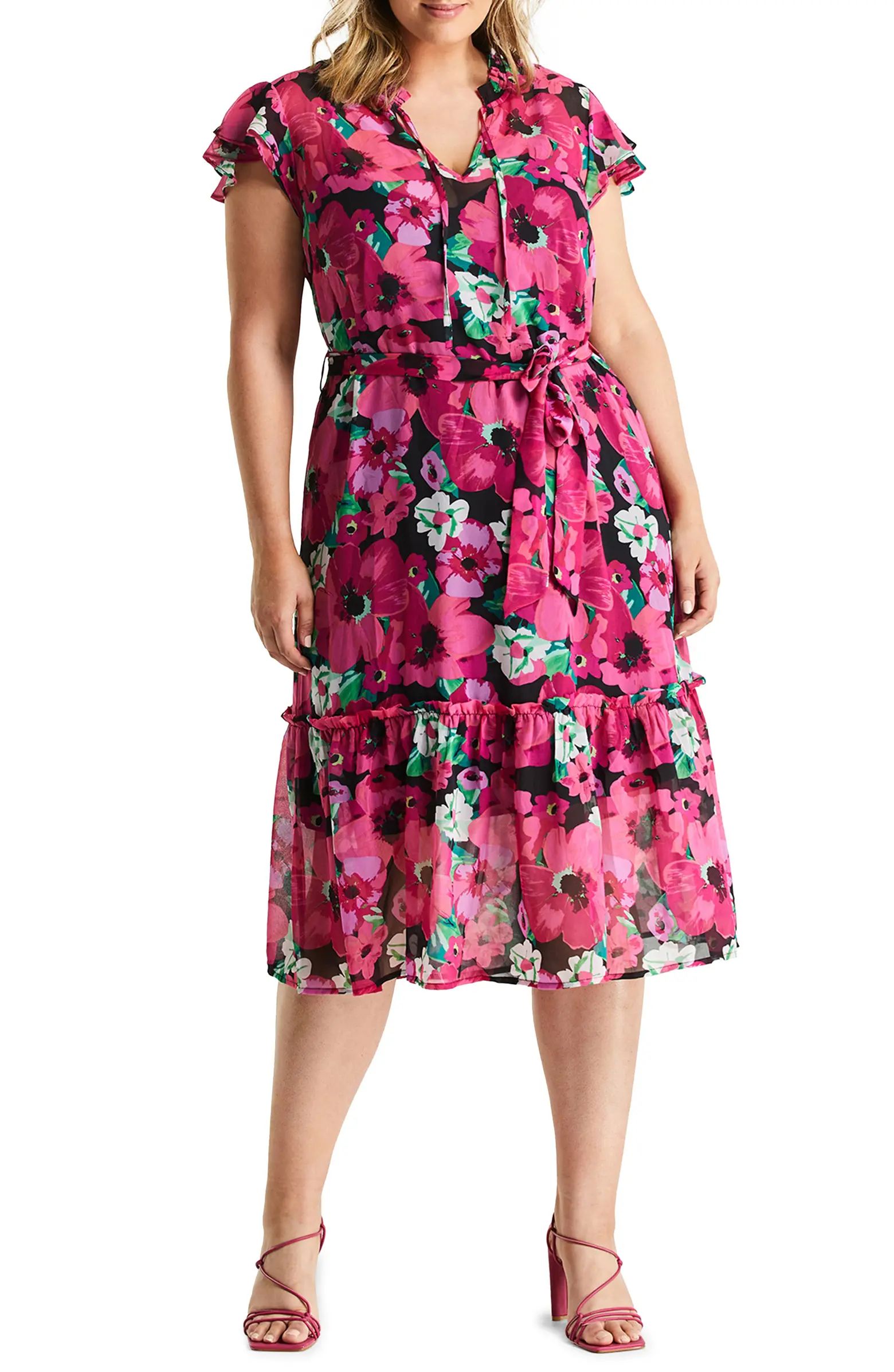 Estelle Mahola Floral Chiffon Midi Dress | Nordstrom | Nordstrom