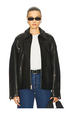 GRLFRND Alek Leather Moto in Black from Revolve.com | Revolve Clothing (Global)