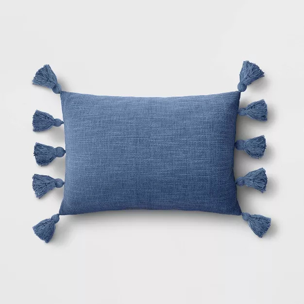 Textured Woven Lumbar Throw Pillow with Tassels - Threshold™ | Target