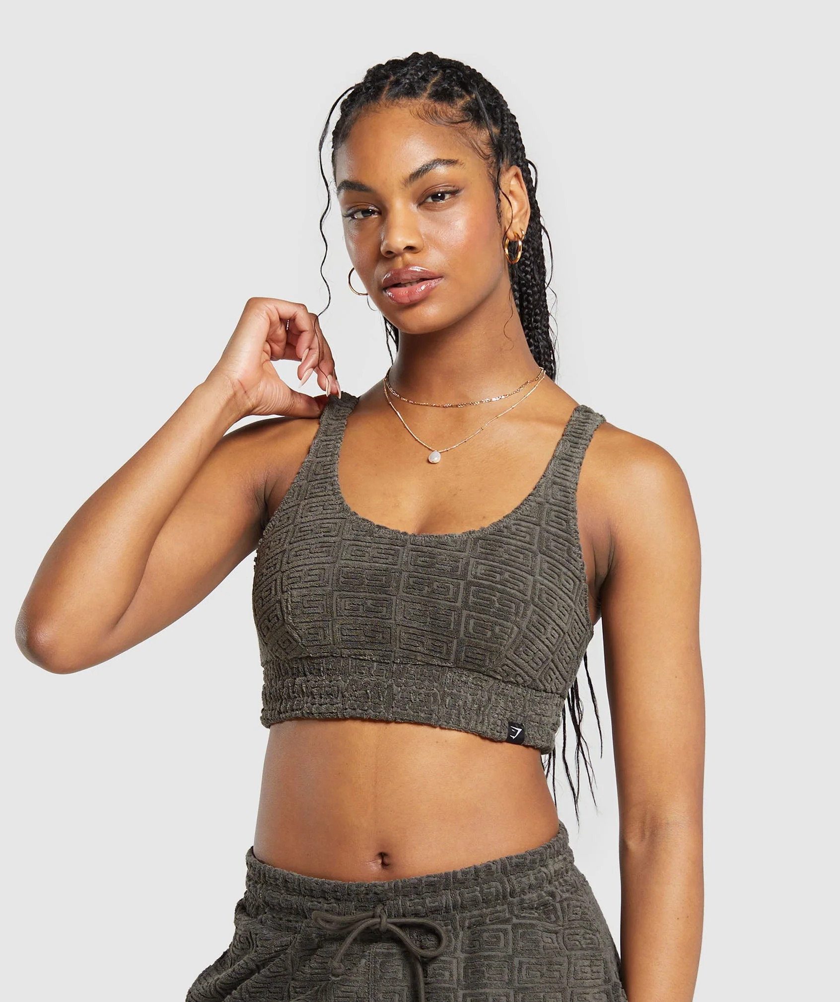 Gymshark Monogram Towelling Bralette - Strength Green | Gymshark UK