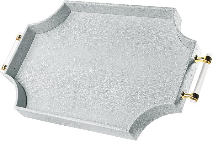 Shagreen Decorative Large Serving Platters Tray with Handles for Coffee Table Decor Modern Elegan... | Amazon (US)