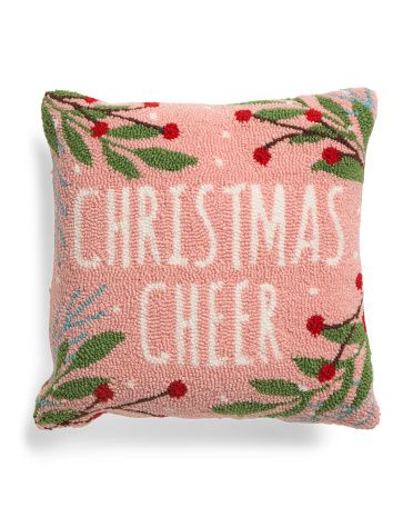 18x18 Christmas Cheer Hand Hooked Pillow | TJ Maxx