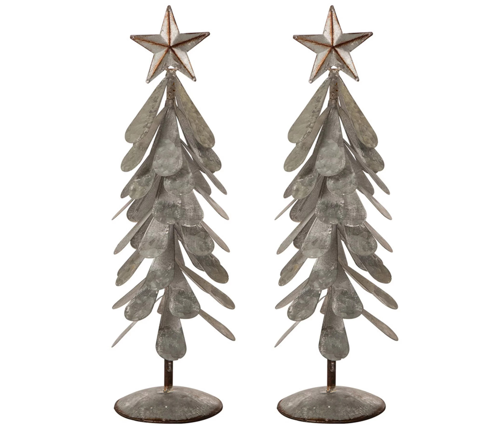 Glitzhome White Washed Metal Table Top Christmas Trees S/2 - QVC.com | QVC