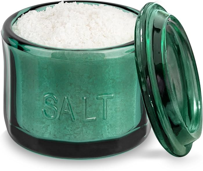 KooK Glass Salt Cellar, with Lid, Embossed Pressed Glass, Clear Storage Container, for Coffee, Su... | Amazon (US)