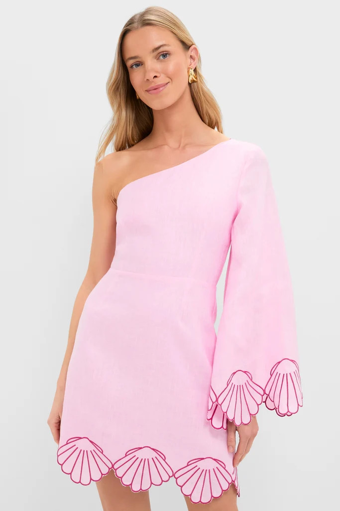 Pink One-Shoulder Seashell Surina Mini Dress | Tuckernuck (US)