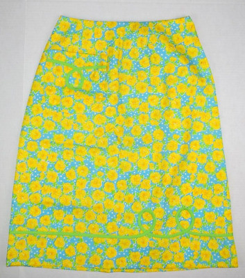 Lilly Pulitzer Vintage 60s 70s Nasturtiums Skirt S/M Waist 25" Yellow Blue Green  | eBay | eBay US