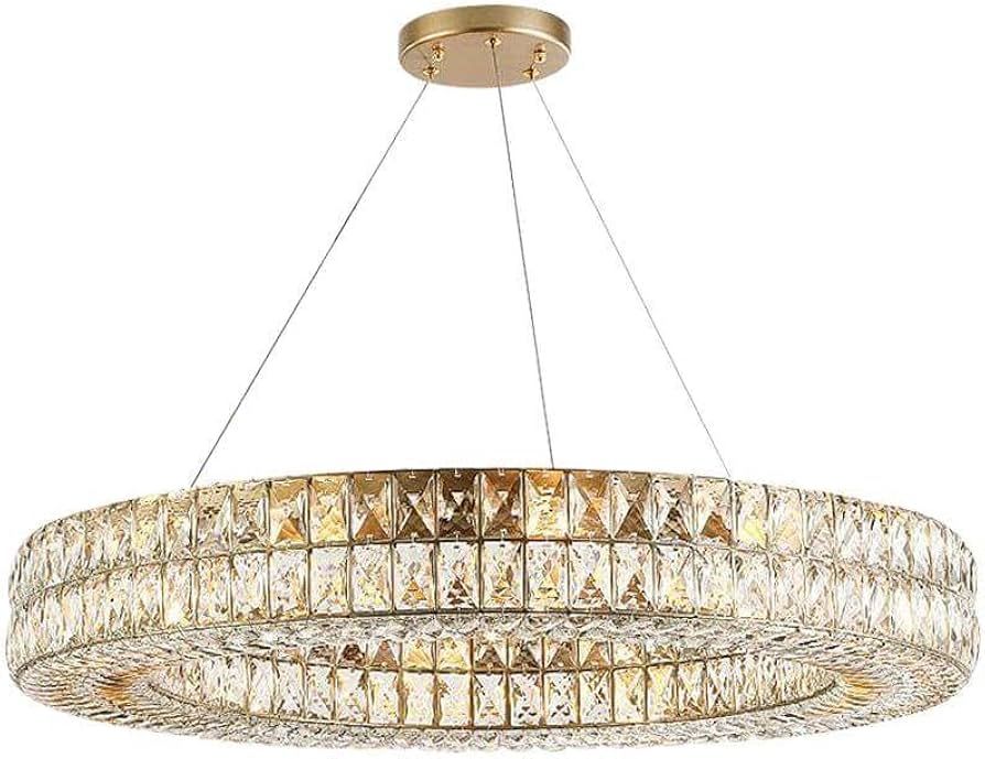 MOOONI Modern Crystal Chandelier Gold, Pendant Lighting Round for Ceiling Light Fixture 3 Layers ... | Amazon (US)