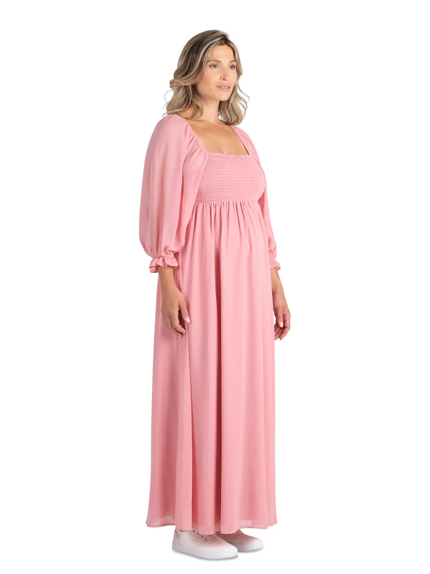 Destination Maternity Women's Smocked Babydoll Maternity Maxi Dress, Sizes S-XXL | Walmart (US)