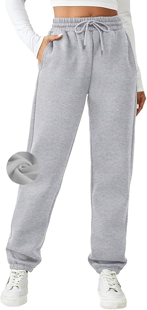 PINSPARK Women's Fleece Lined Sweatpants Winter Joggers Athletic Pants Casual Thick Warm Trousers... | Amazon (US)