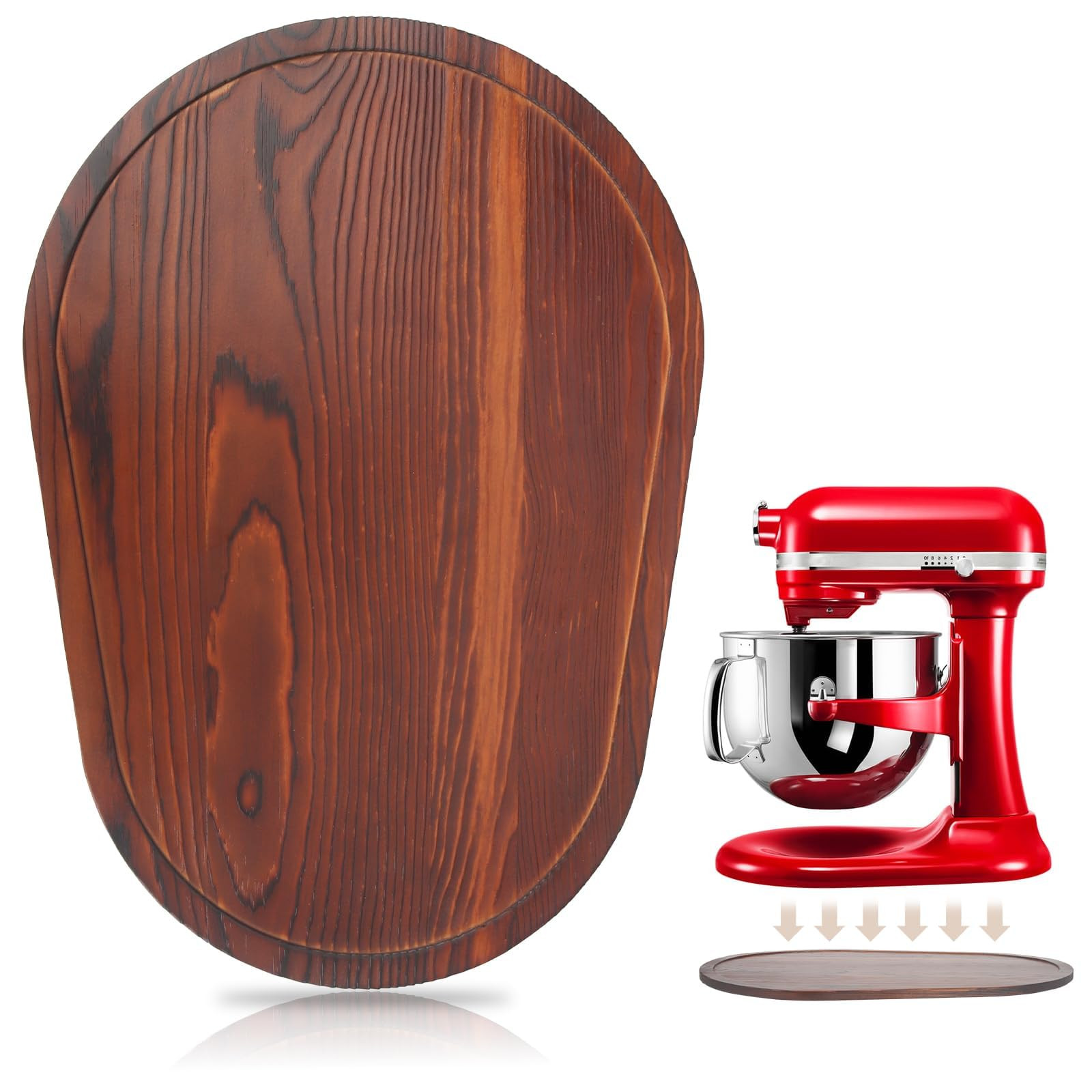 Mixer Slider Compatible with 5.5-8 QT Kitchen Aid Stand Mixers, Kitchen Countertop Storage Mover Sliding Caddy Mixer Slider Mat for Kitchen Aid Stand Mixer Accessories Attachment (Pine Wood - Brown) | Amazon (US)