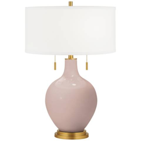Color Plus Toby Brass 28" Modern Glass Glamour Pink Table Lamp | Lamps Plus