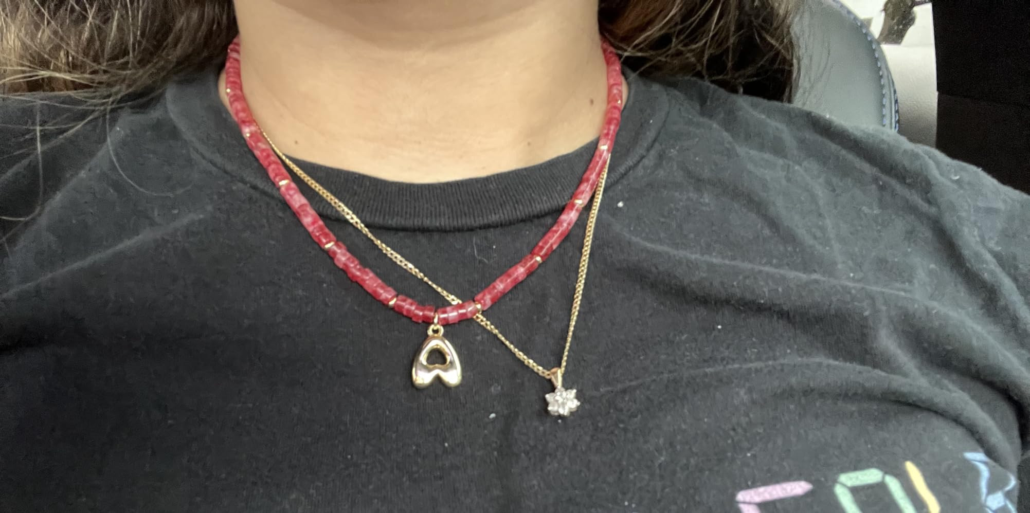 KELORIS PATH Beaded Initial Necklace for Women, 14K Gilded Plated Bubble Letter Pendant Natural H... | Amazon (US)