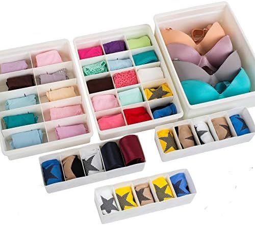 Adjustable Drawer Organizers (6 Set) With Customizable Dividers in Stackable Durable Plastic for ... | Amazon (US)