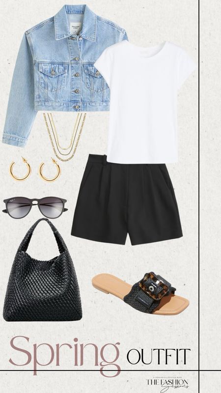 Spring Outfit | Denim Jacket | Black Shorts | White T Shirt | 

#LTKSeasonal #LTKstyletip