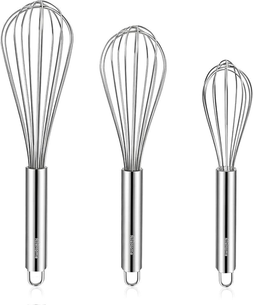NileHome Stainless Steel Whisk Set 8" 10" 12" Kitchen Whisk Balloon Whisk Kitchen Wisk Wire Whisk... | Amazon (US)