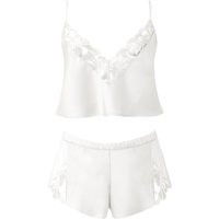 Bluebella Leonora Luxury Satin Cami and Short Set White/Sheer - 8 | Bluebella