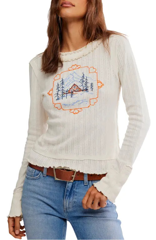 Free People Through the Woods Long Sleeve Top in A Frame Combo at Nordstrom, Size Large | Nordstrom