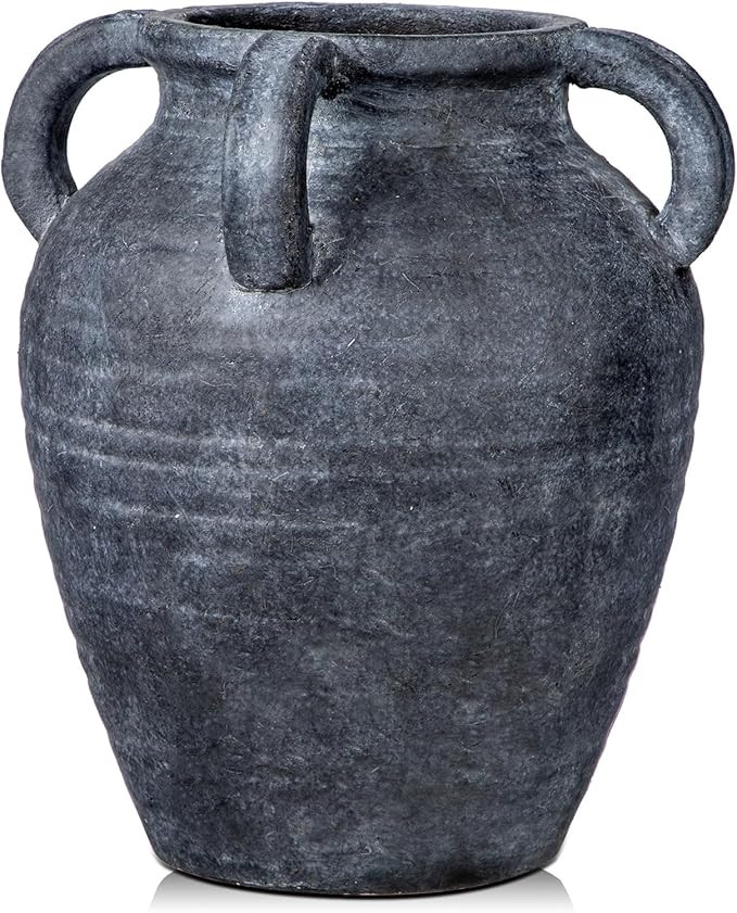 Handmade Flower Vase, 9.8" Tall Terracotta Vase, Vintage Ceramic vase, Rustic Antique Decor with ... | Amazon (US)