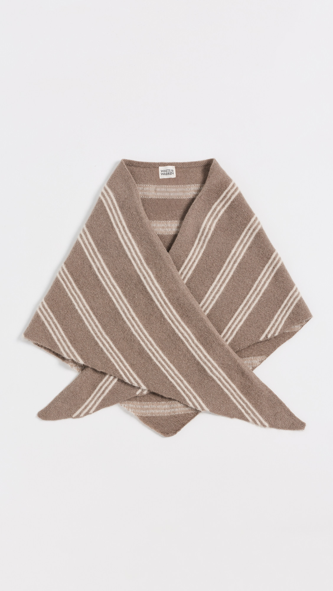 White & Warren Cashmere Striped Neckerchief Soft Shale/Natural Heather One Size | Shopbop