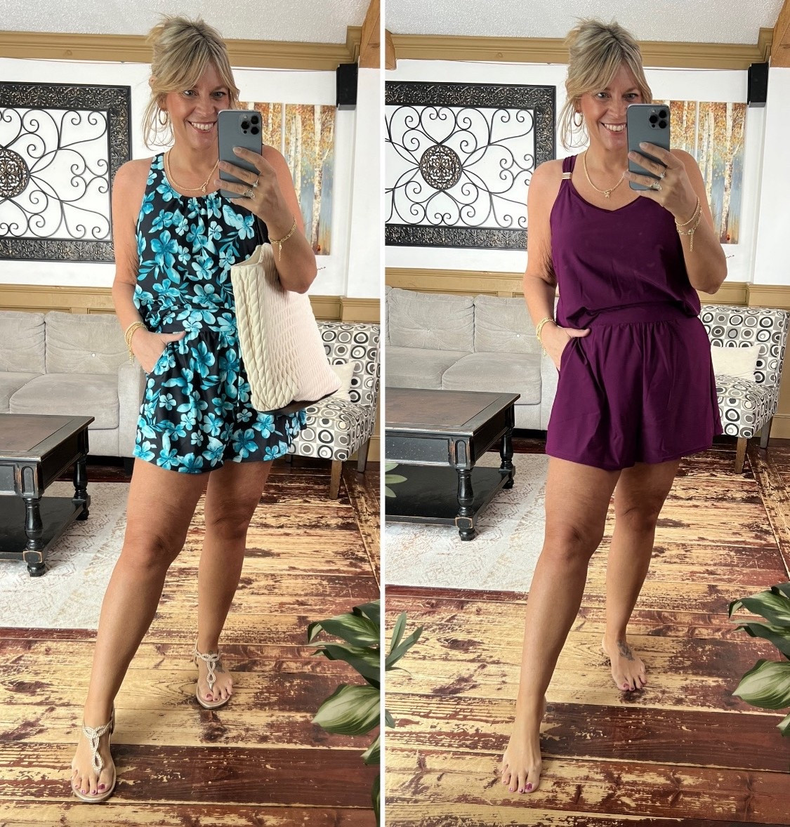 Two supportive, full coverage swim rompers with pockets - size 12 in each

#LTKOver40 #LTKMidsize #LTKSeasonal