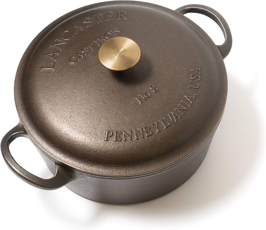 Lancaster Cast Iron 5 Qt. Dutch Oven - Made in the USA - Smooth cooking surface - Self Basting Li... | Amazon (US)
