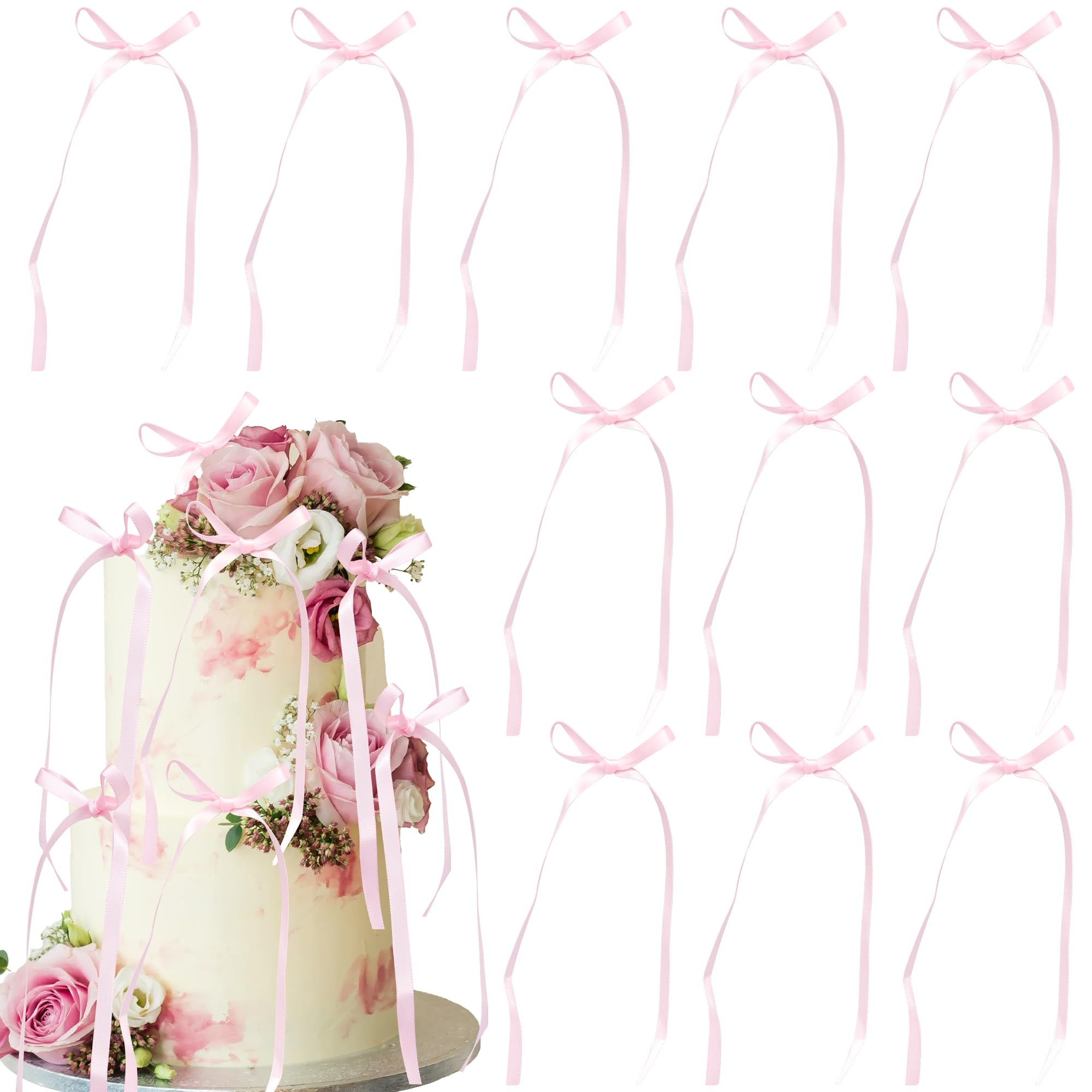 Ephlyn 30Pcs Bow Cupcake Toppers Valentine's Bowknot Ribbons Coquette Bow High Footed Cup Balloon... | Amazon (US)