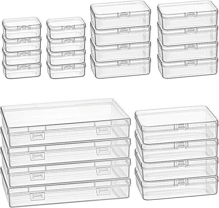 Goodma 24 Pieces Mixed Sizes Rectangular Empty Mini Clear Plastic Organizer Storage Box Container... | Amazon (US)