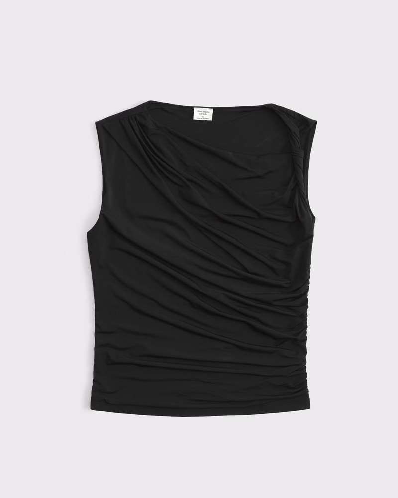 Abercrombie & Fitch Women's Draped Twist Top in Black - Size XXS | Abercrombie & Fitch (US)