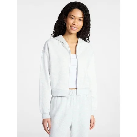 No Boundaries Boxy Zip-Up Hoodie, Women's XXS-XXL | Walmart (US)
